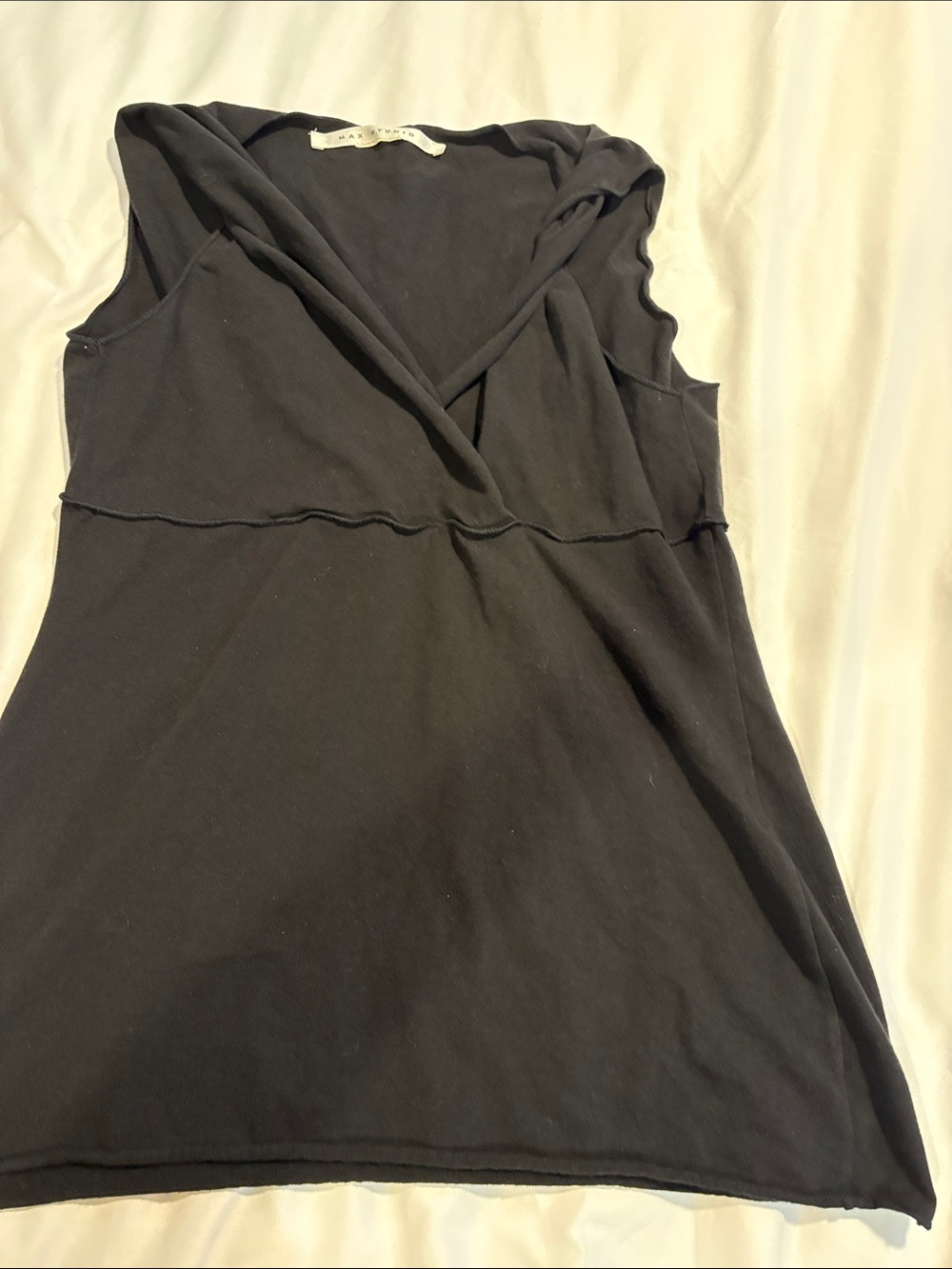 Black Sleeveless V-Neck Style Stretchy shirt by Max Studio
